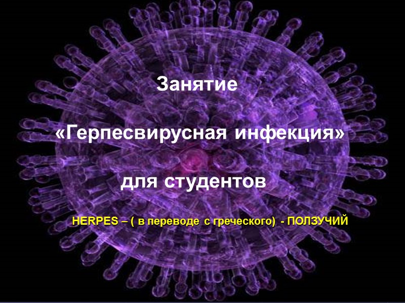 Занятие   «Герпесвирусная инфекция»  для студентов  HERPES – ( в переводе